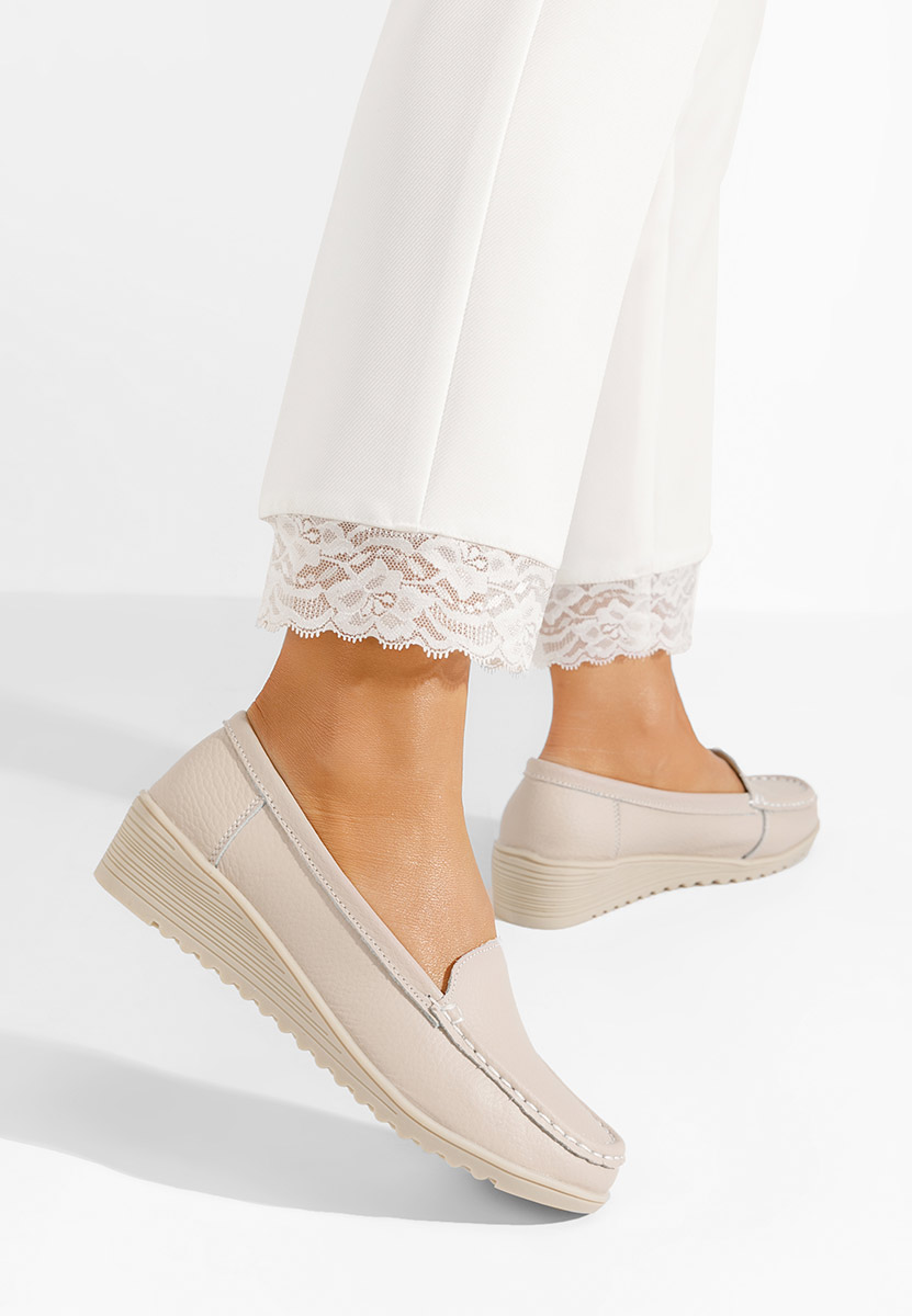 Mocassins femme à plateforme beige Storia