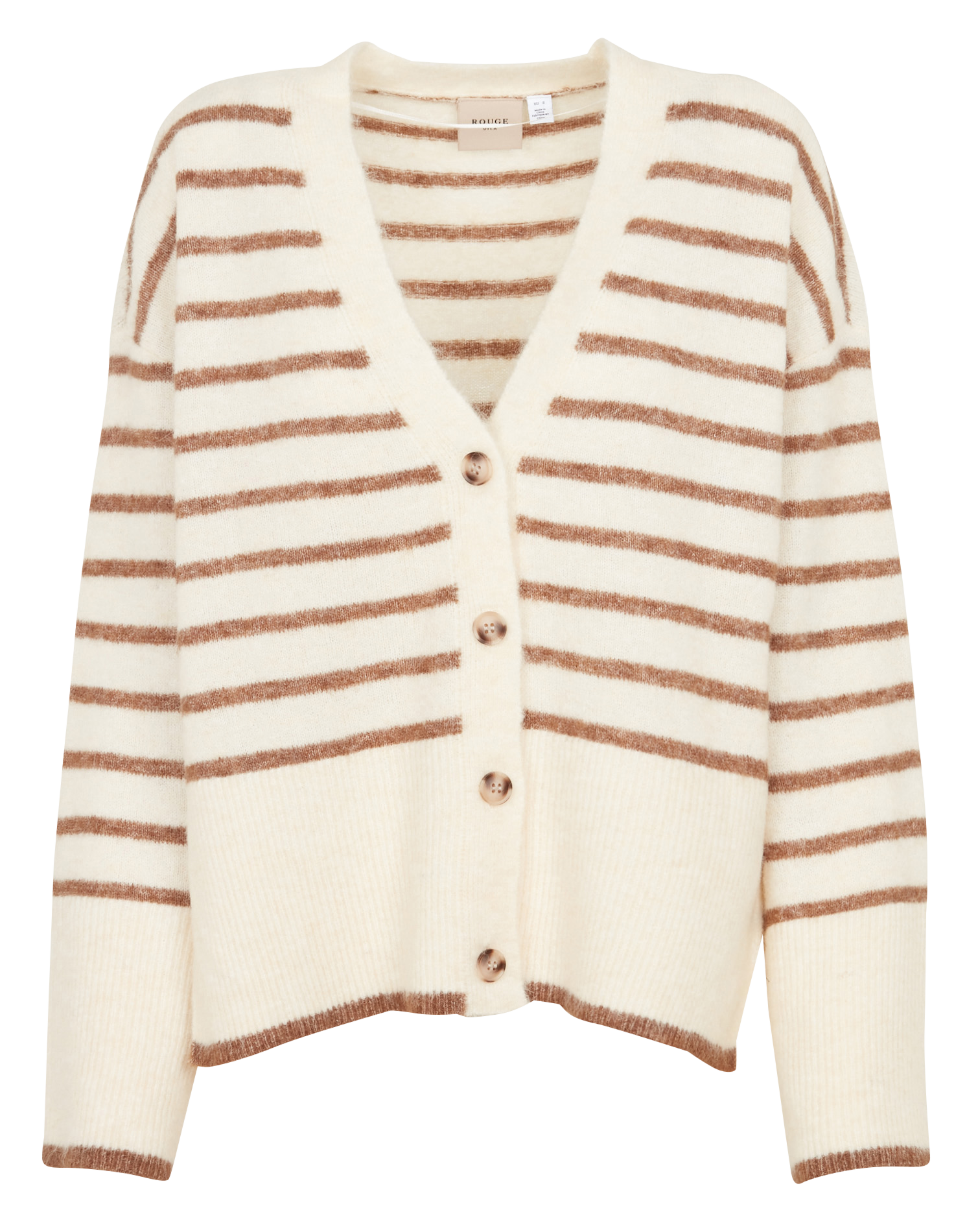 ALLIE - Gilet encolure V droit en maille| Beige