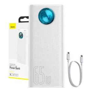 Powerbank Baseus Amblight 30000mAh, 4xUSB, USB-C, 65W (hvid)