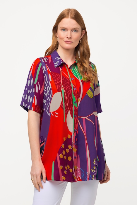 Long-Hemdbluse, Lyocell, Hemdkragen, Halbarm