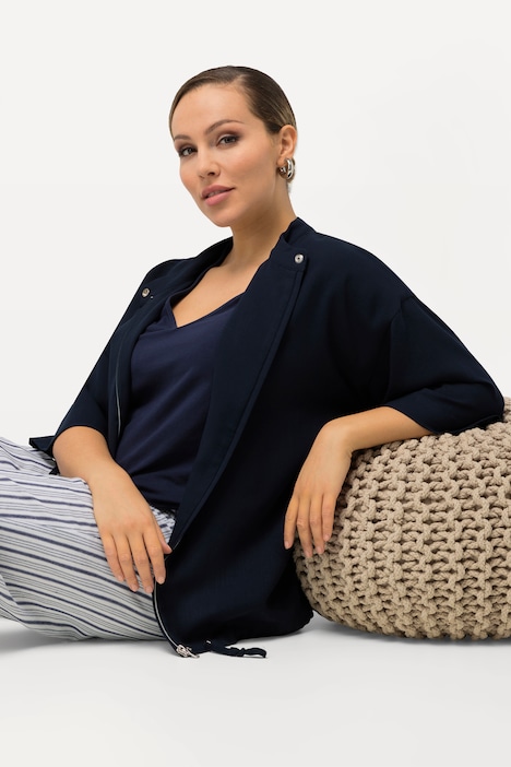 Jacke, Stehkragen, Saumband, 3/4-Arm