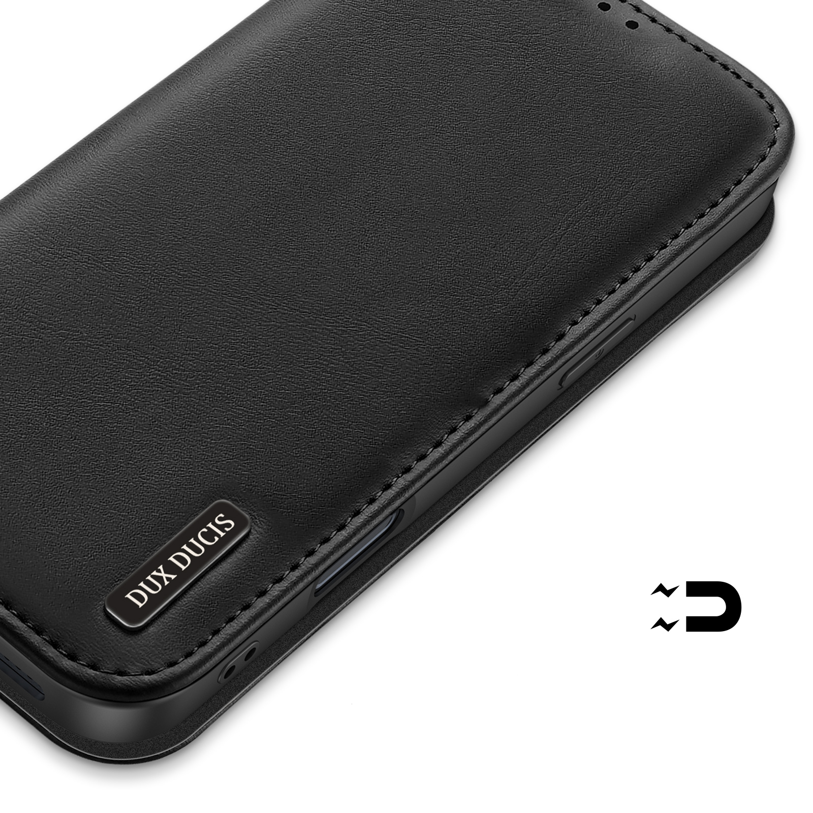 iPhone 17 Pro Max Flip Wallet Cover Echtleder Tasche (RFID Schutz) - Schwarz