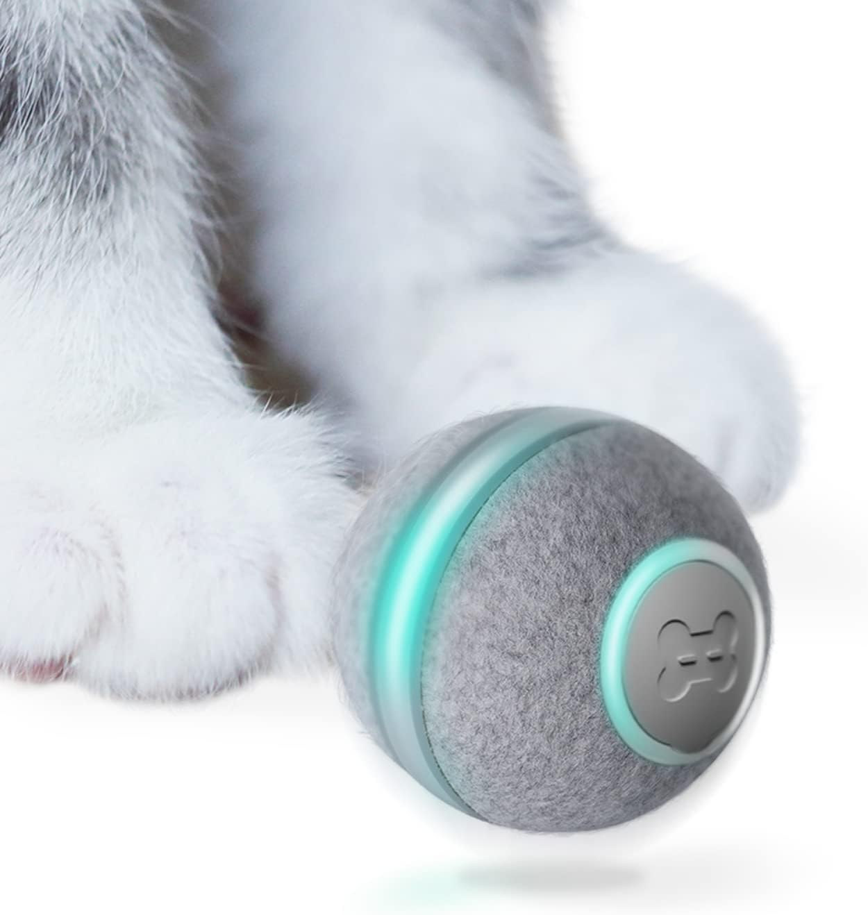 (Ø42mm) M1 Interaktiver Katzen Ball Haustier Spielzeug mit LED Beleuchtung (C0419) - Grau
