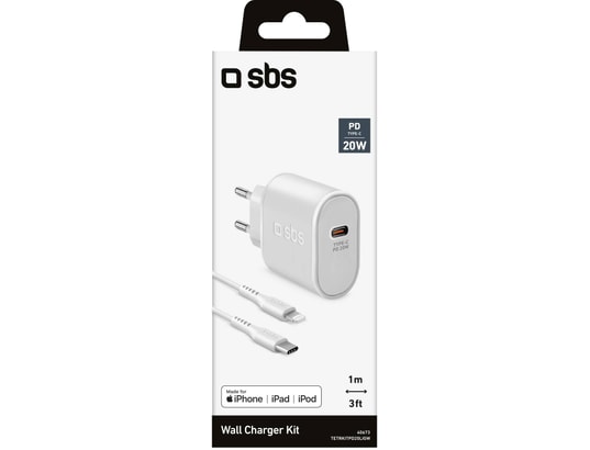 SBS - Chargeur secteur 20W USB-C vers Lightning