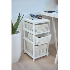 Étagère SEOUL 3 niveaux, PP, avec 2 roulettes, blanc