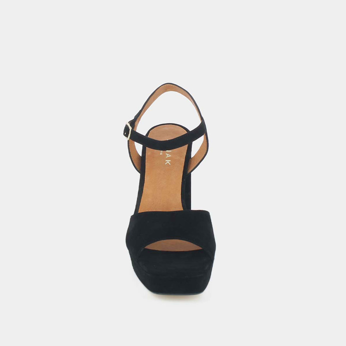Sandales à talons hauts et bouts ouverts  en velours noir