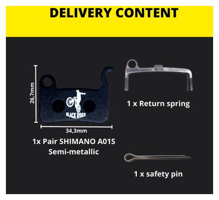 Paires de Plaquettes BLACK RIDER pour SHIMANO A01S Semi-métallique 