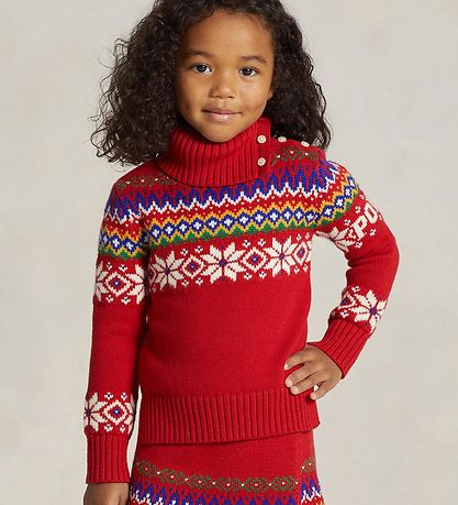 Polo Ralph Lauren Bluse - Bomuld/Uld - Fair ISlå - Rød m. M?nste
