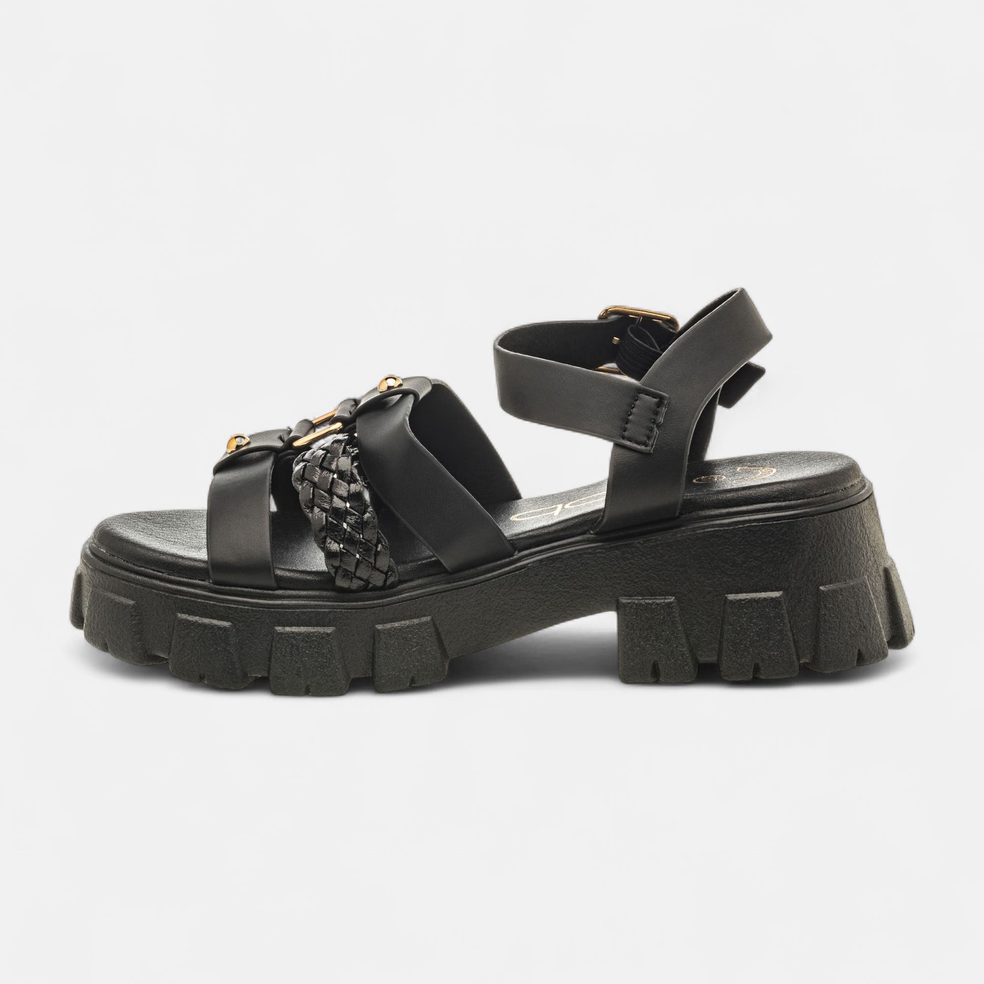 Sandales à talon compensé Femme noir