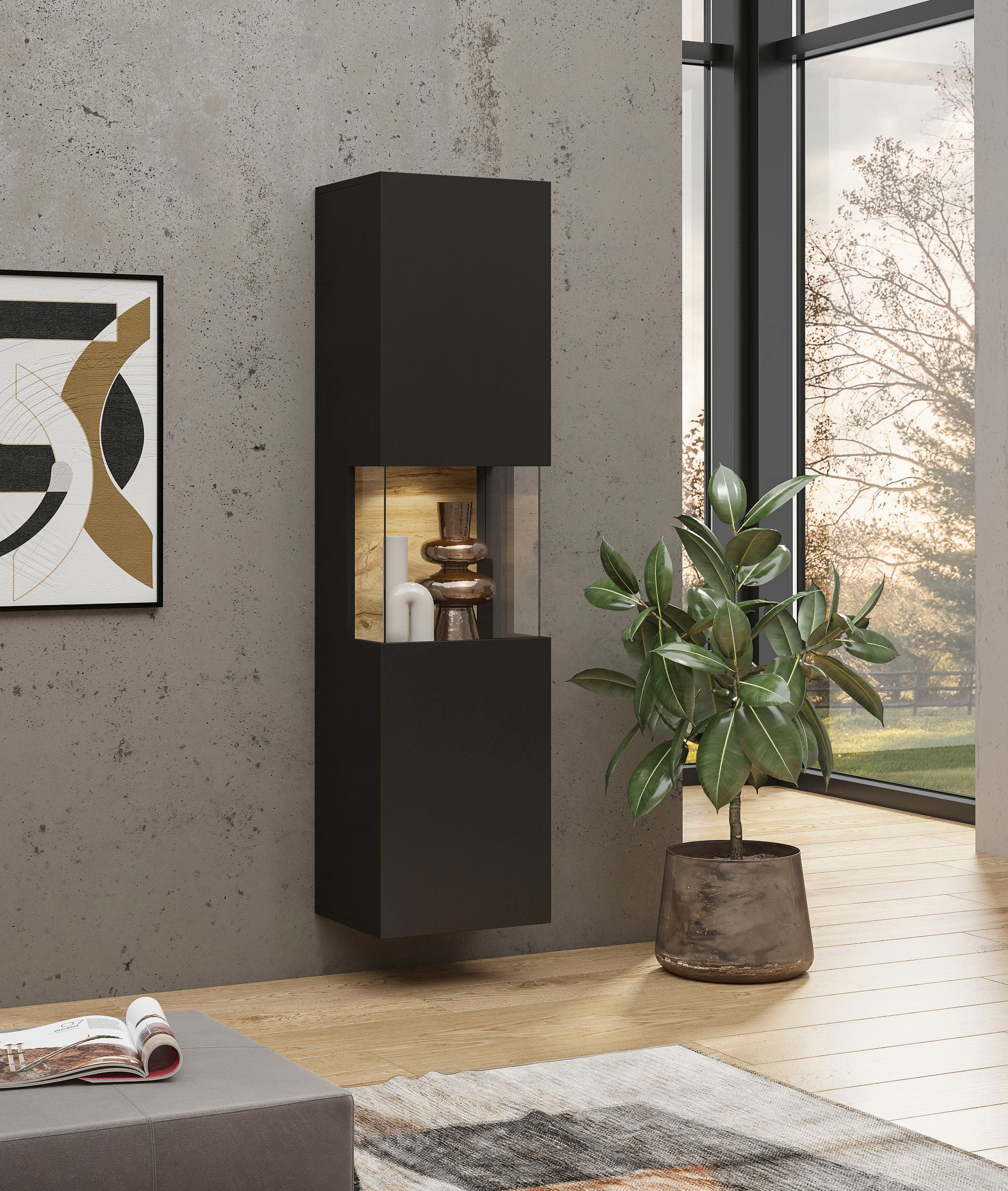INOSIGN Wohnwand »Ava, Wohnzimmer-Set hängend/stehend montierbar, Vitrine, Lowboard«