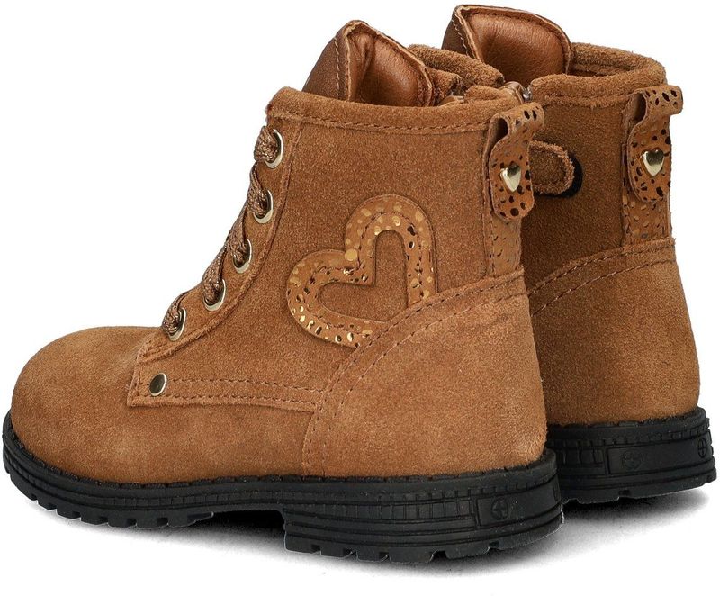 Nelson - Meisjes Veterboot - Suède - Zwart - Leer Voetbed