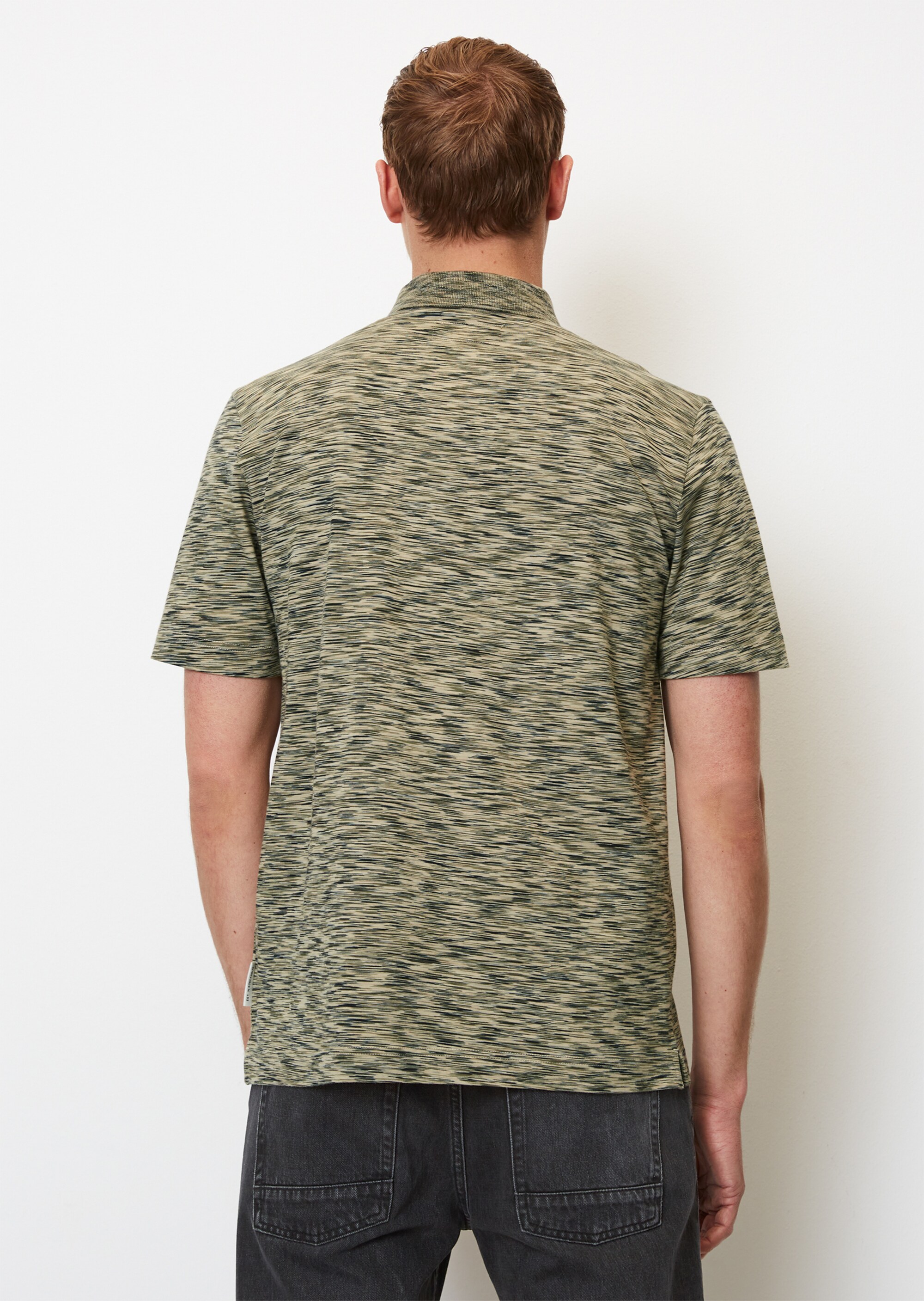 Kurzarm-Poloshirt Jersey regular in mittelschwerer Space-Dye-Jersey-Qualität
