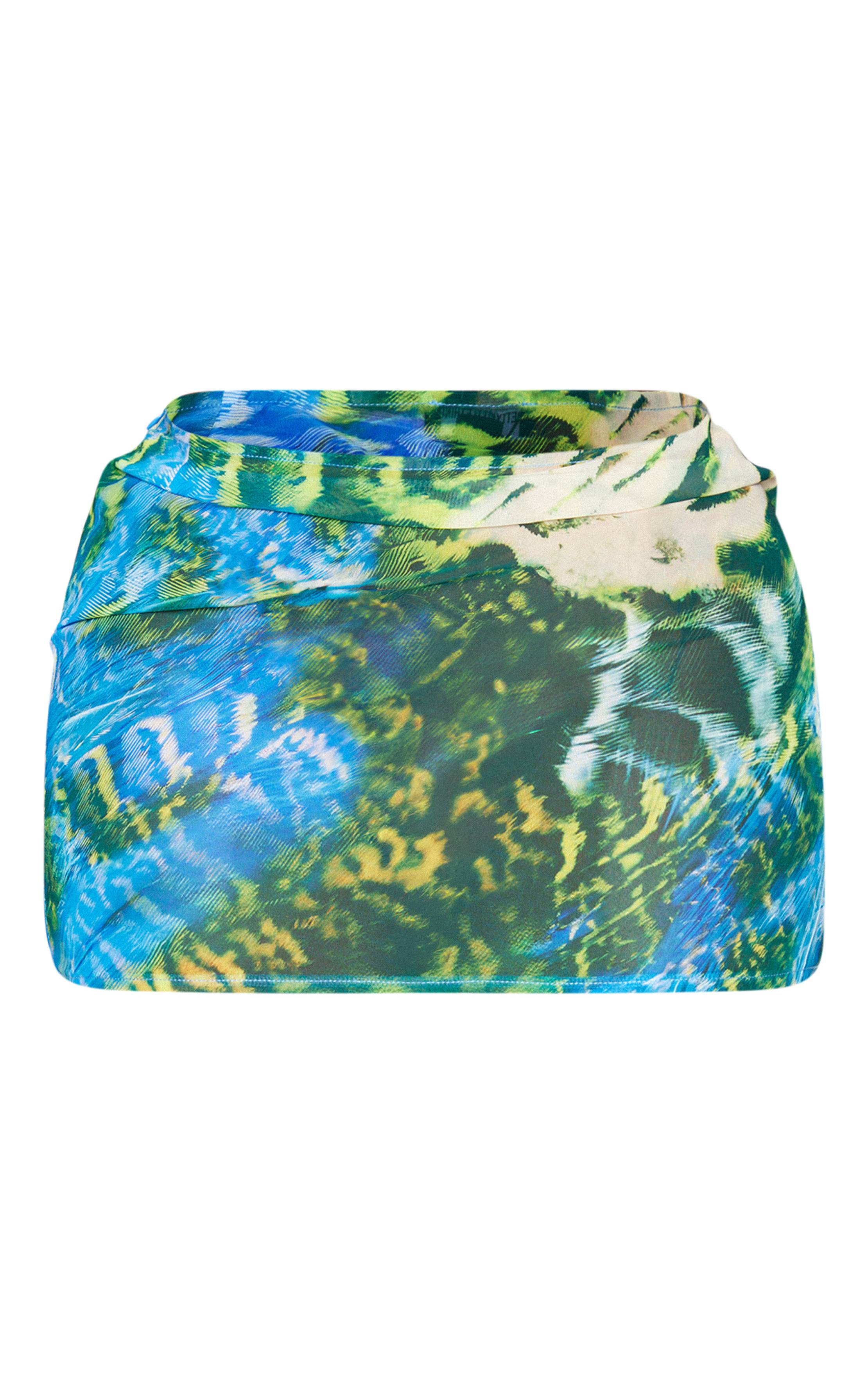 Bleu Mini-jupe En Mousseline À Imprimé Zèbre Shape