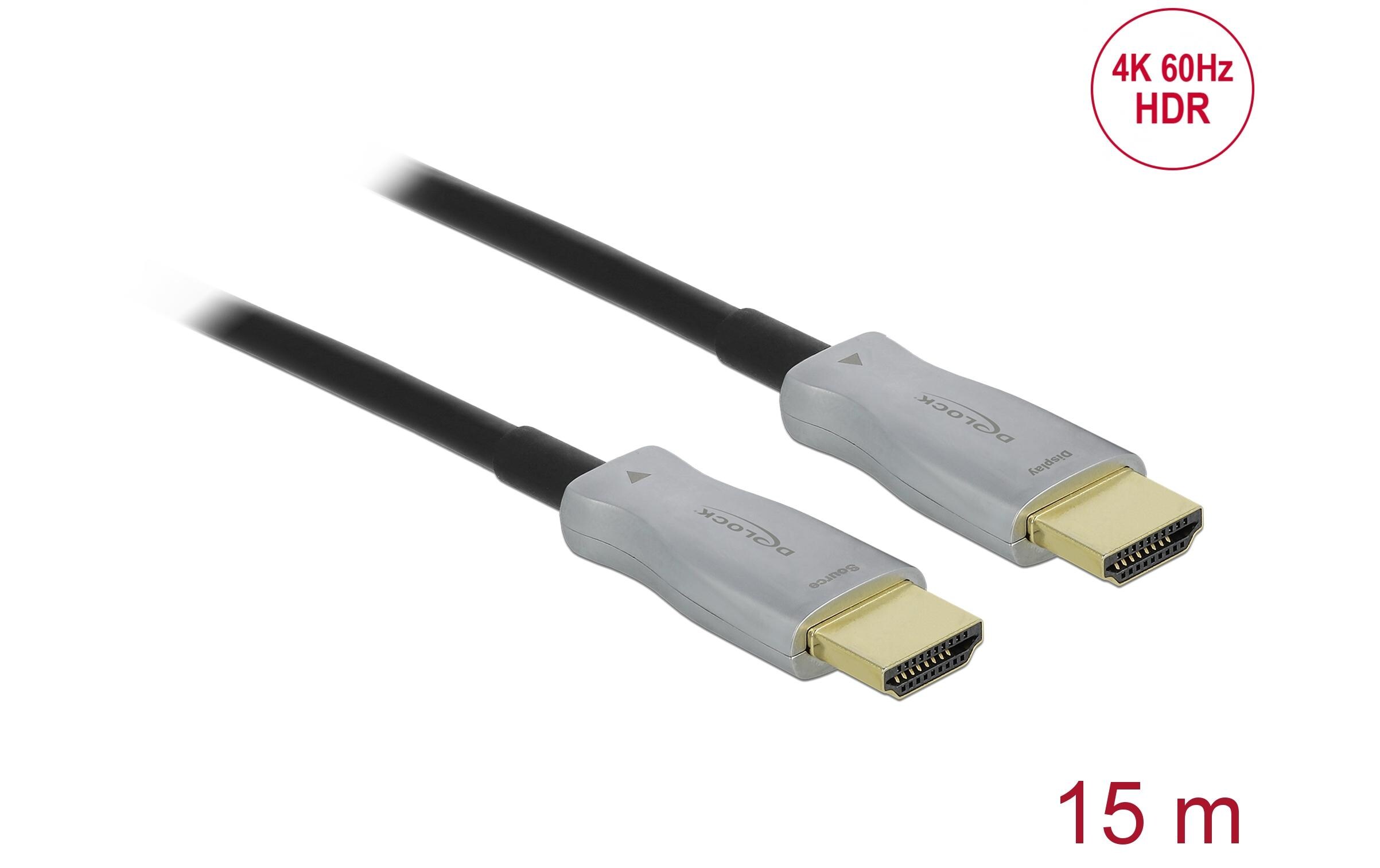 Optisches Kabel 4K 60Hz HDMI - HDMI, 15 m, SchwarzDelock Aktives Optisches Kabel HDMI 4K 60 Hz 15 m