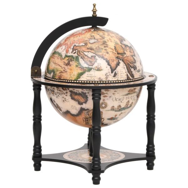 Garrafeira Forma de Globo Madeira Eucalipto Maciça Preto - 343474