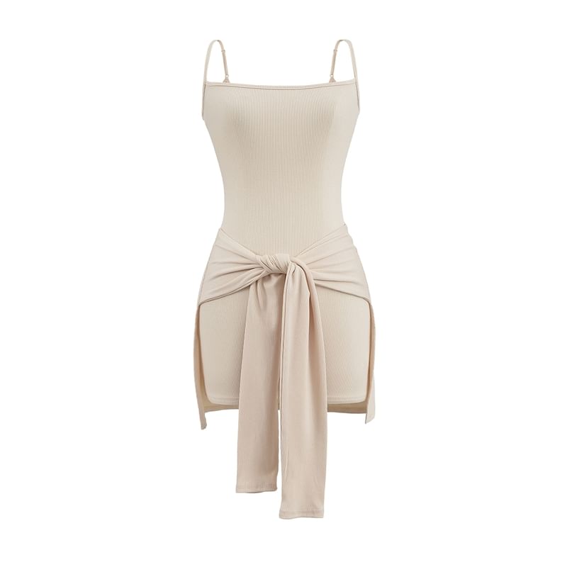 Ulark - Set: Spaghettibandjes romper met effen breisel + bolero