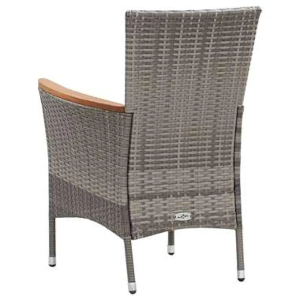 vidaXL - Tuinset - Grijs - Poly rattan - 90 cm tafellengte