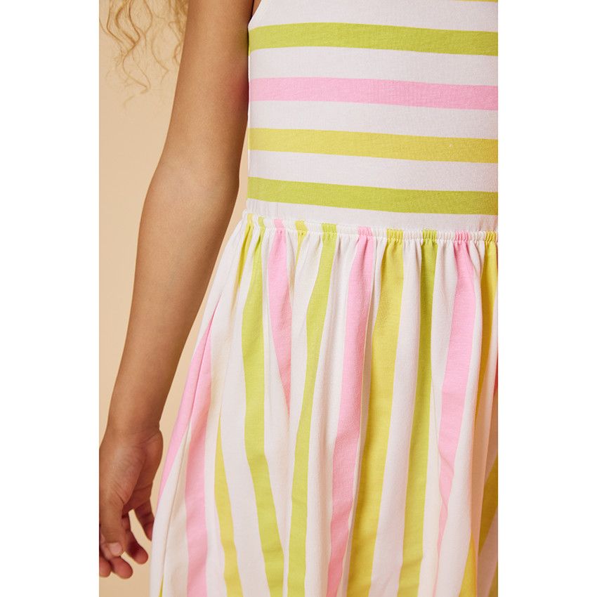 Robe en jersey à rayures pour fille - Blanc