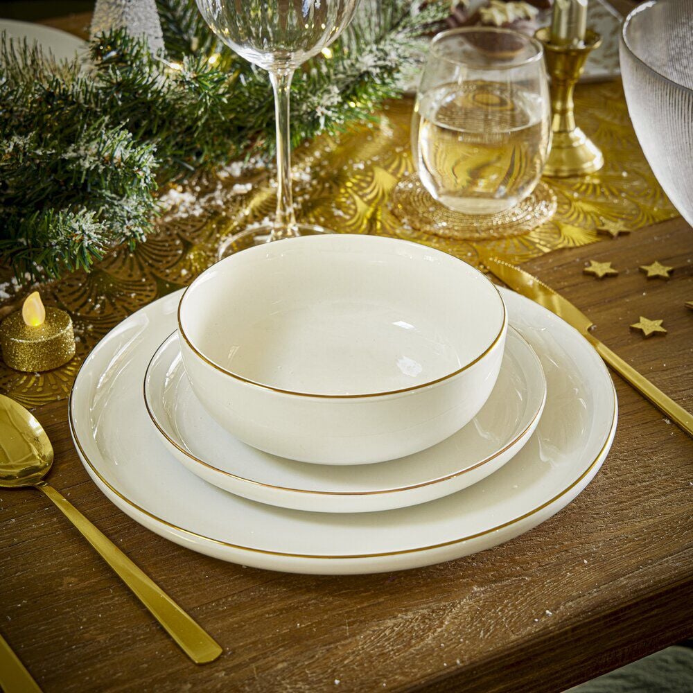 Coupelle Oslo faïence blanche avec bord doré Ø20cm