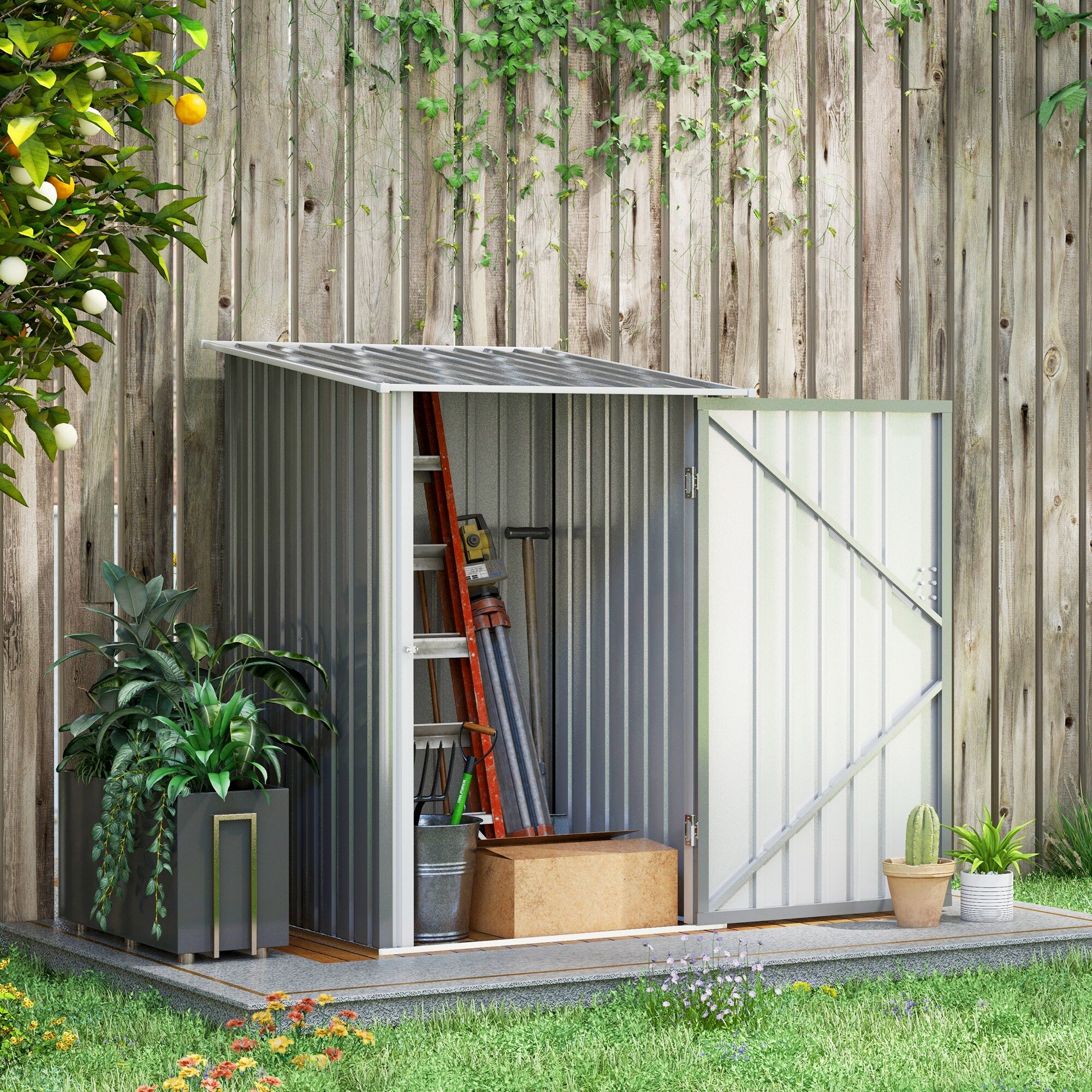 Outsunny Gerätehaus mit geneigtem Dach für leichteren Wasserabfluss braun 100B x 103T x 160H cm
