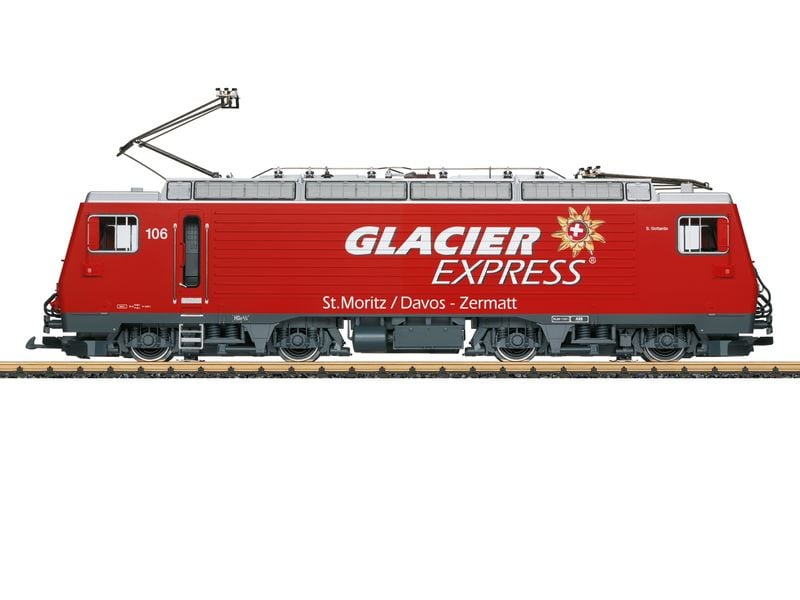 LGB Elektrolokomotive Glacier Express HGe 4/4 MGB, Spur G, Elektrolokomotive HGe 4/4 der Matterhorn-Gotthard-Bahn mit originalgetreuer Farbgebung