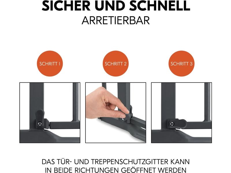 Hauck Türschutzgitter Clear Step Autoclose 2 Grey 75 - 80 c Barrierefreies, automatisch schliessendes Schutzgitter