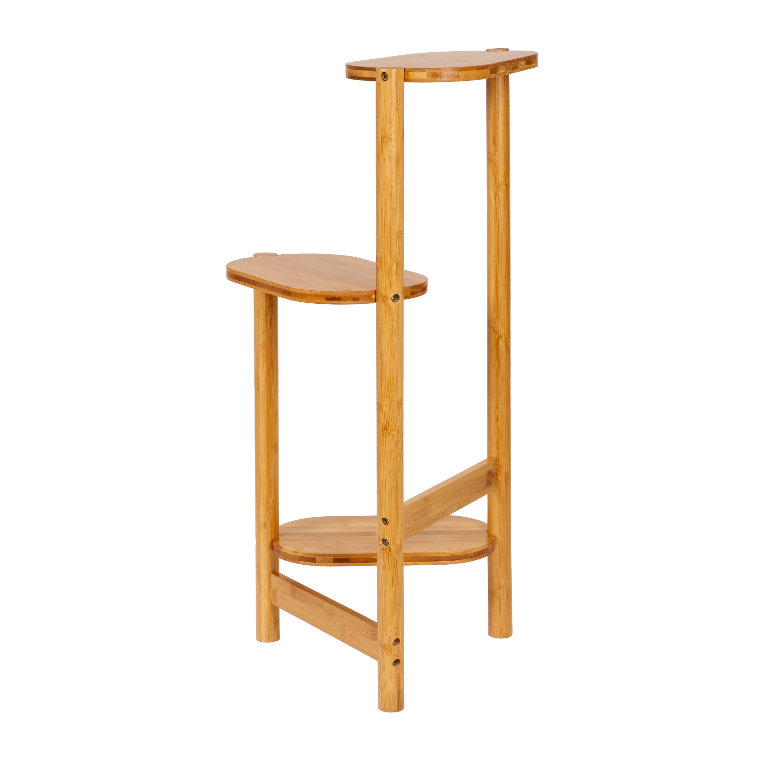 QUVIO Plantenstandaard - 3 ovale planken - Bamboe
