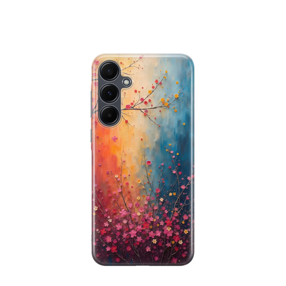 Samsung Galaxy A55 Gummi Hülle Ein Blütenmärchen - Blau / Gelb / Rot