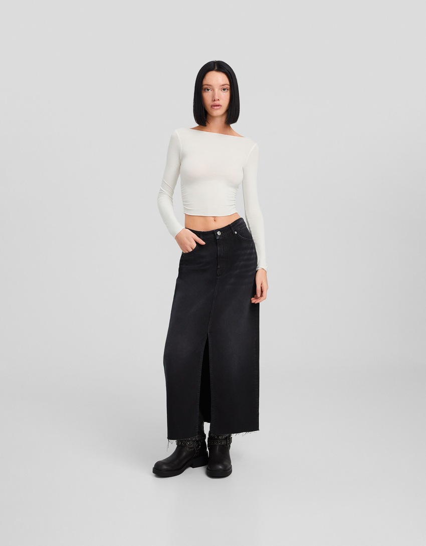 Saia longa de jeans