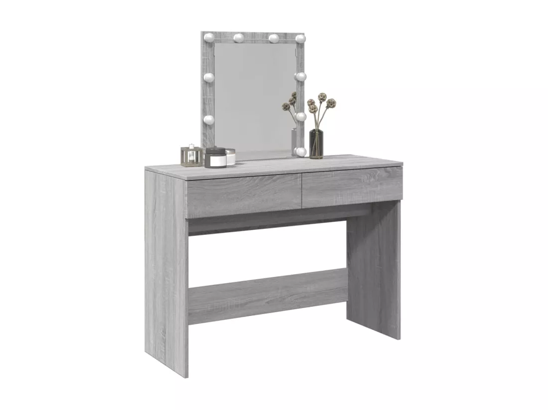 Coiffeuse avec LED sonoma gris 100x40x130 cm