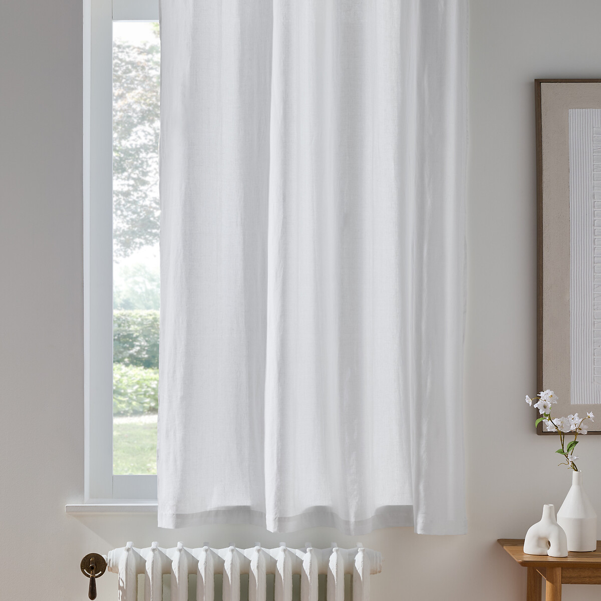 LA REDOUTE INTERIEURS<br>Cortina de linho lavado com ilhós, radiador, Onega
