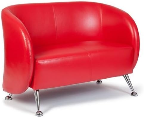 hjh OFFICE Lounge Sofa ST. Lucia Kunstleder 2-Sitzer Sofa mit weicher Polsterung, besonders bequem, 713402, Rot