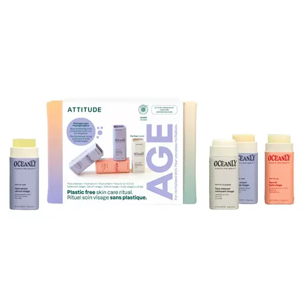 Conjunto de presente Attitude Oceanly Phyto-Age Mini (4 x 8,5g) incluindo um óleo facial grátis