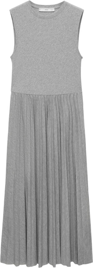 MANGO Pleated long dress Medium grey