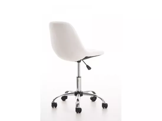 Chaise de bureau - Similicuir & Métal chromé - Blanc - Emil