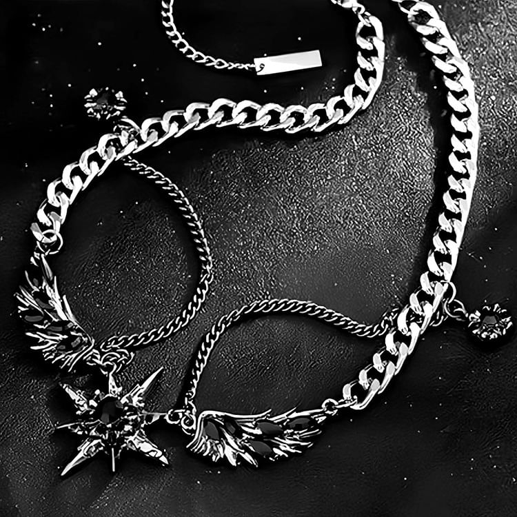 Malikasa - Flying Star Rhinestone gelaagde roestvrijstalen choker