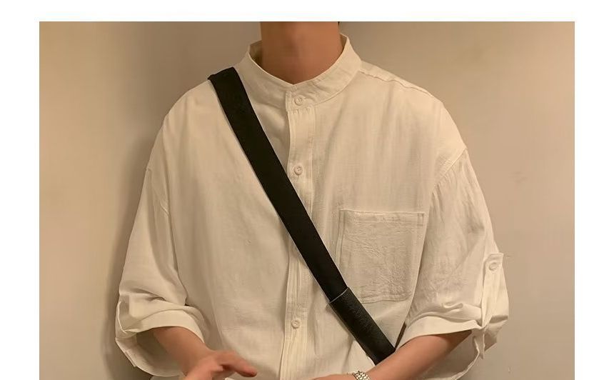 Urtishia - Kort mouwloos effen overhemd met zakken