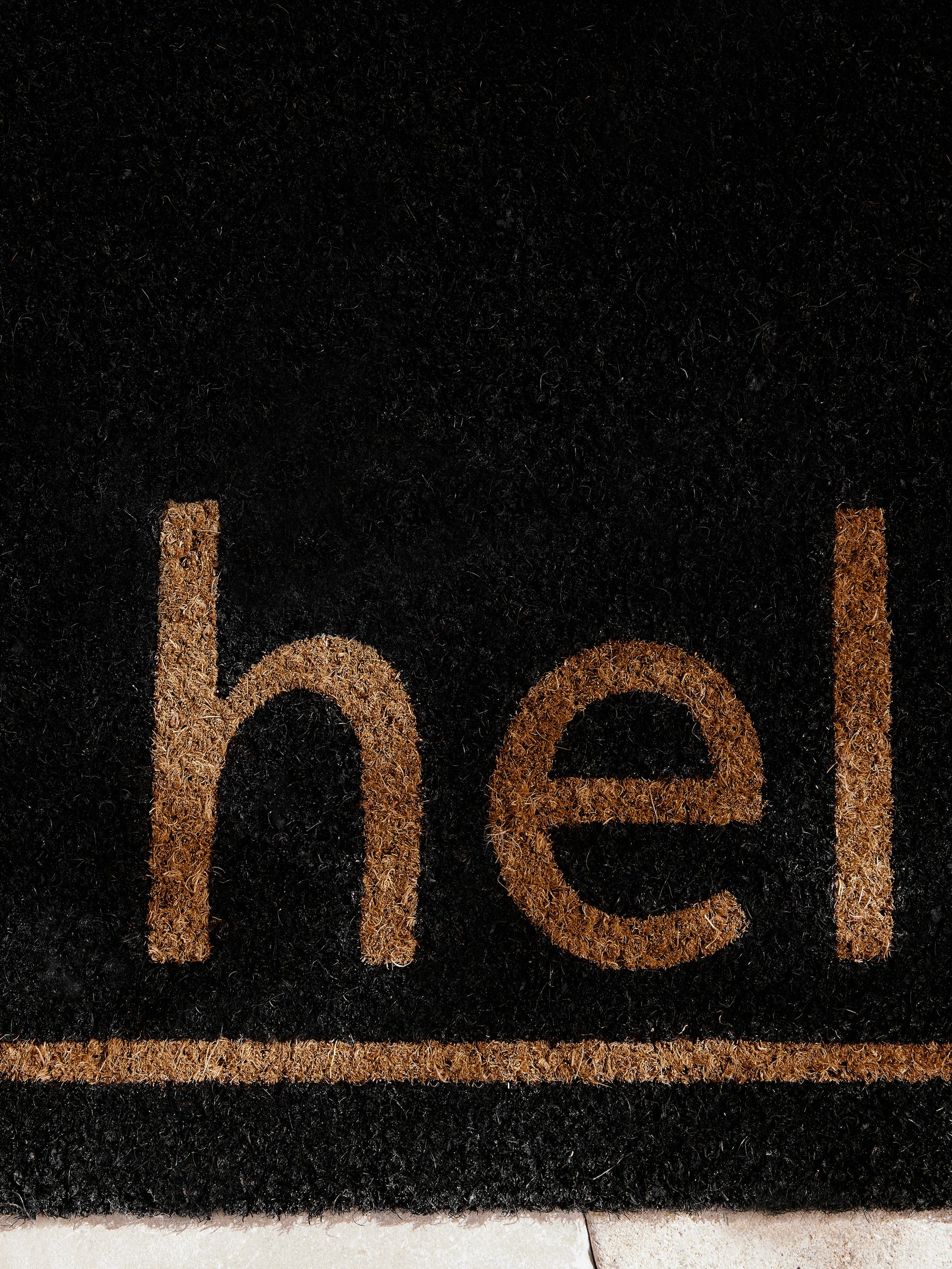 Hello Slogan Coir Doormat