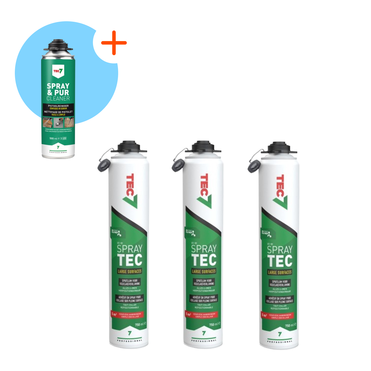 TEC7 ST7-101 Spraytec Spuitlijm voor volvlaksverlijming - aerosol - 750 ml 3 stuks   gratis reiniger