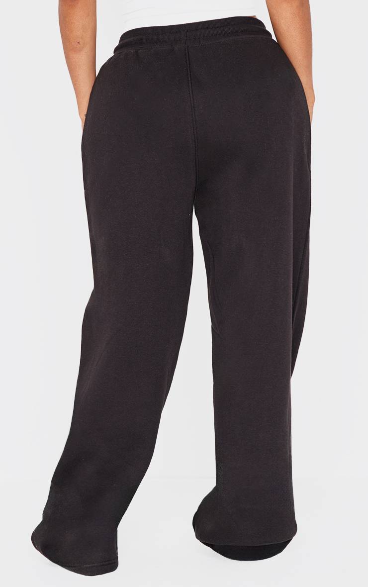 Deep Black Jogger Shape Taille Haute À Jambes Larges Avec Bandes