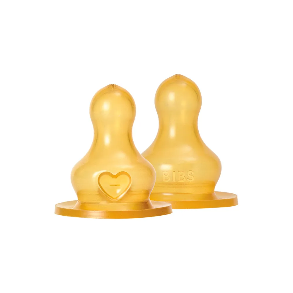 BIBS Baby Bottle Nipple Round Latex Slow Flow - 2 stk.