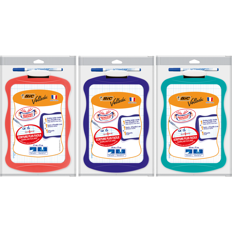 Bic Schultafel Velleda, assortiert, 1 Stück, 20 x 31 cm
