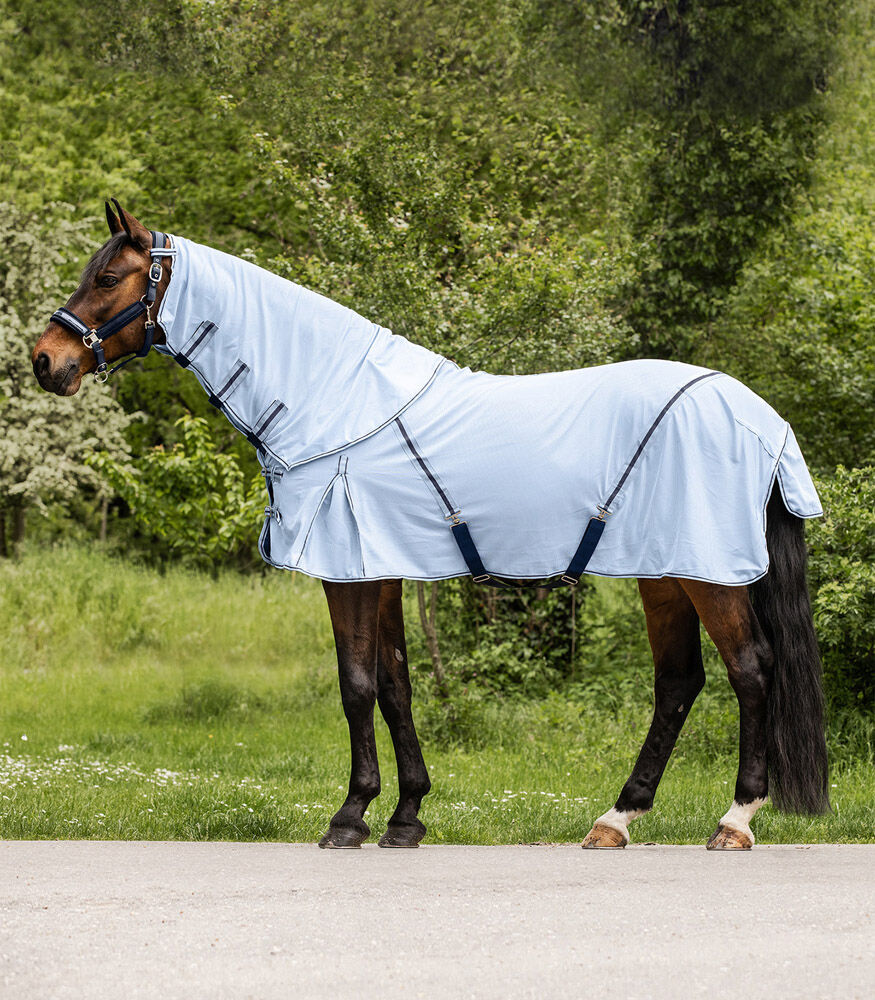 Waldhausen- Vliegendeken met halsstuk- Paardendeken - Blauw - 115/165