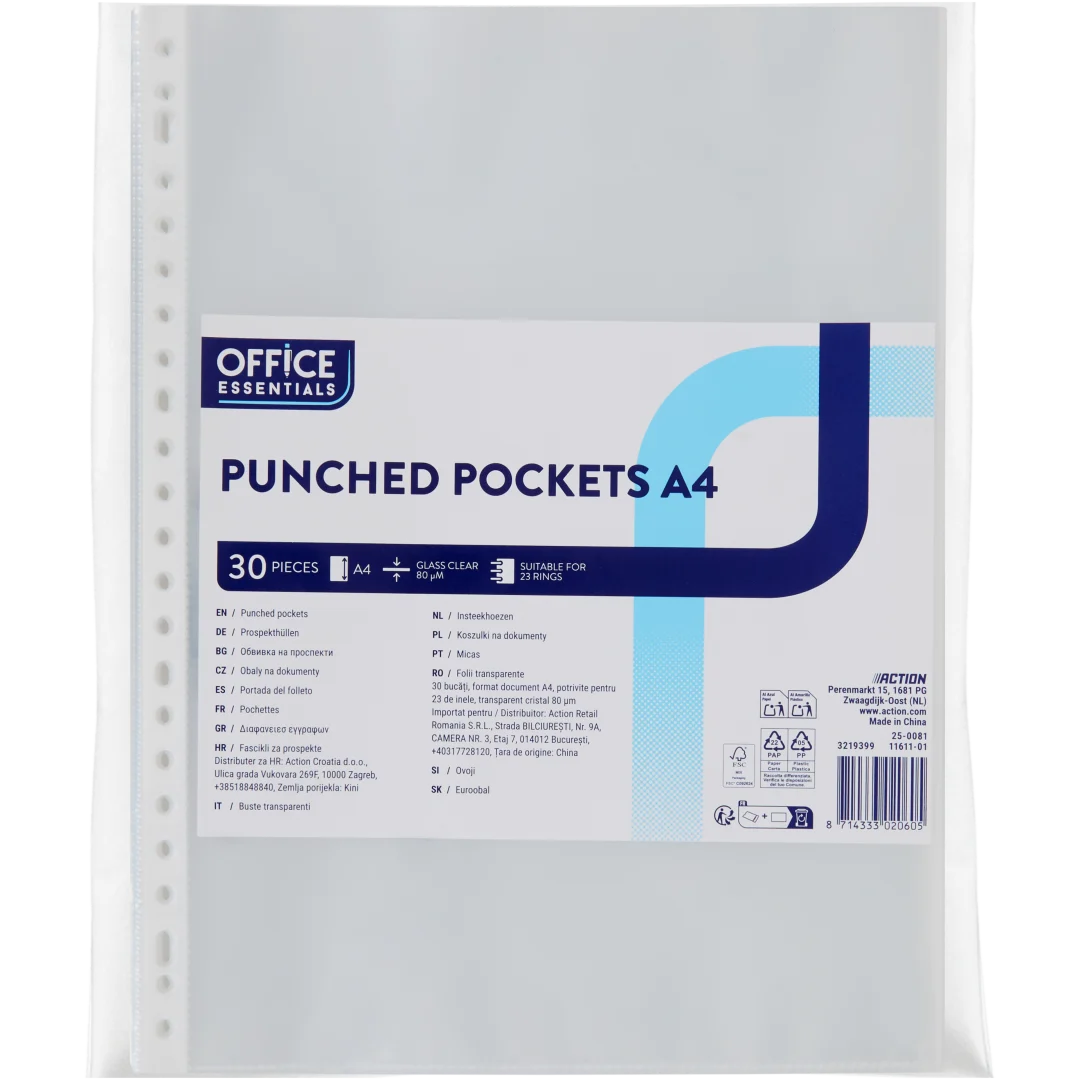 Office Essentials insteekhoezen A4 30 stuks