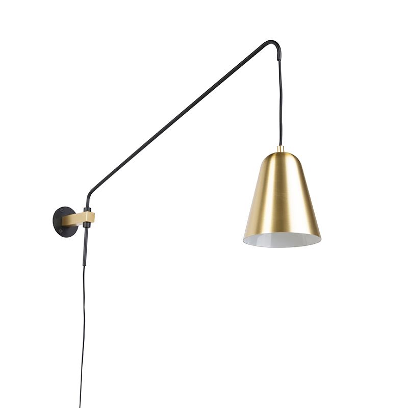 Retro wandlamp goud/messing met kap - Demi