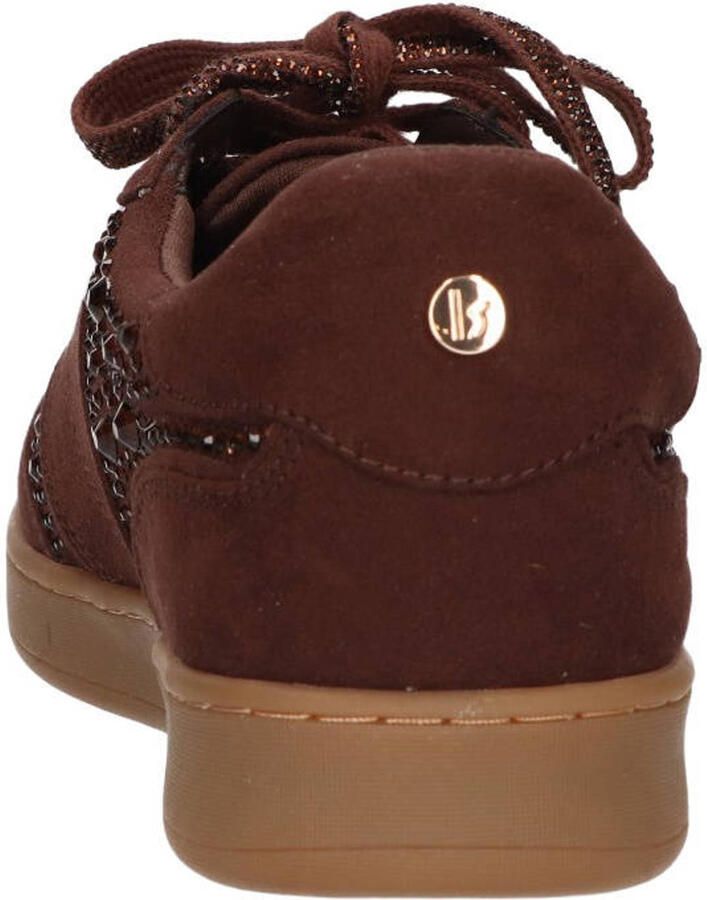 La Strada Sneaker Met Steentjes Bruin Textiel Damesschoenen