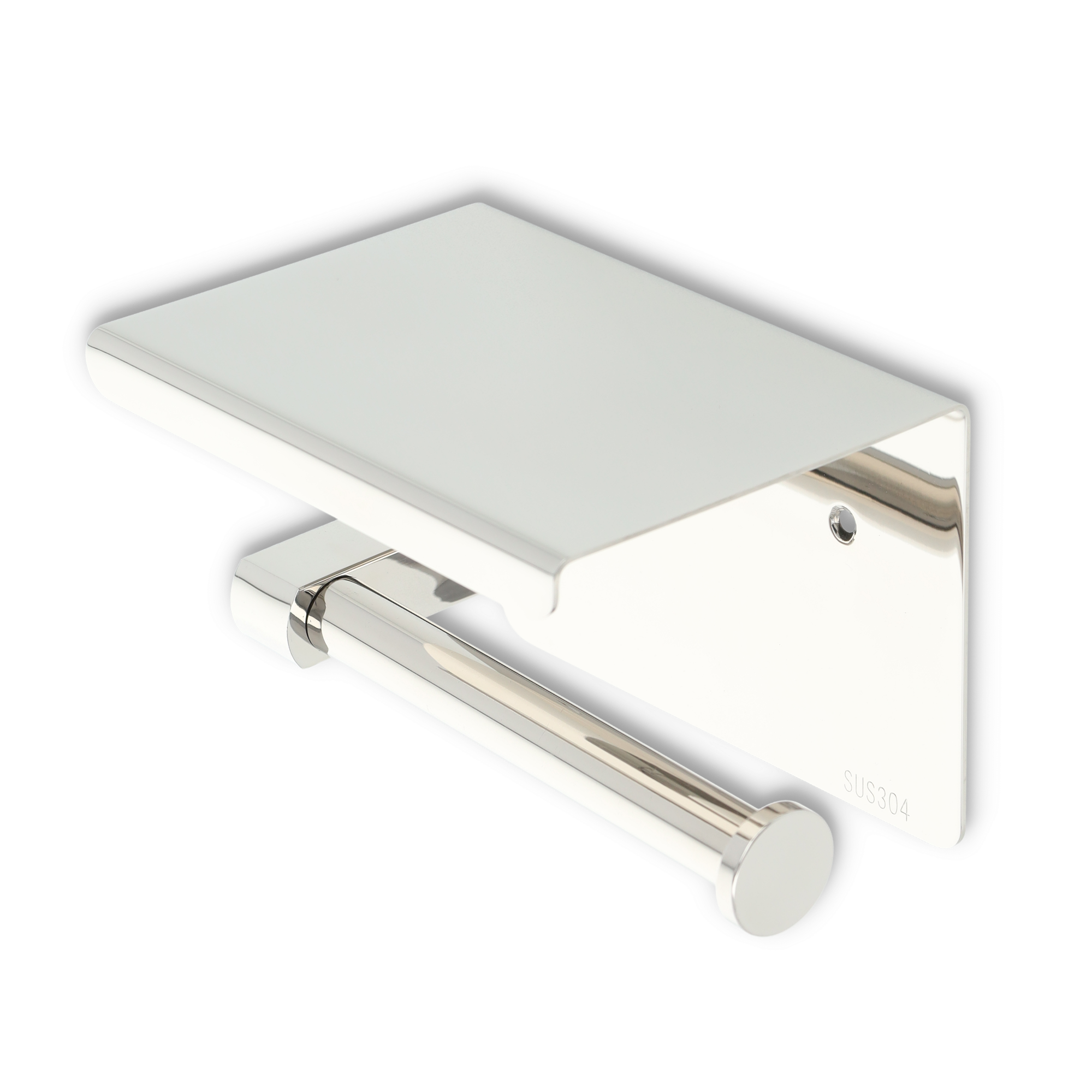 2in1 Selbstklebende Edelstahl Toiletten Papier Wandhalterung mit Handy Ablage - Silber