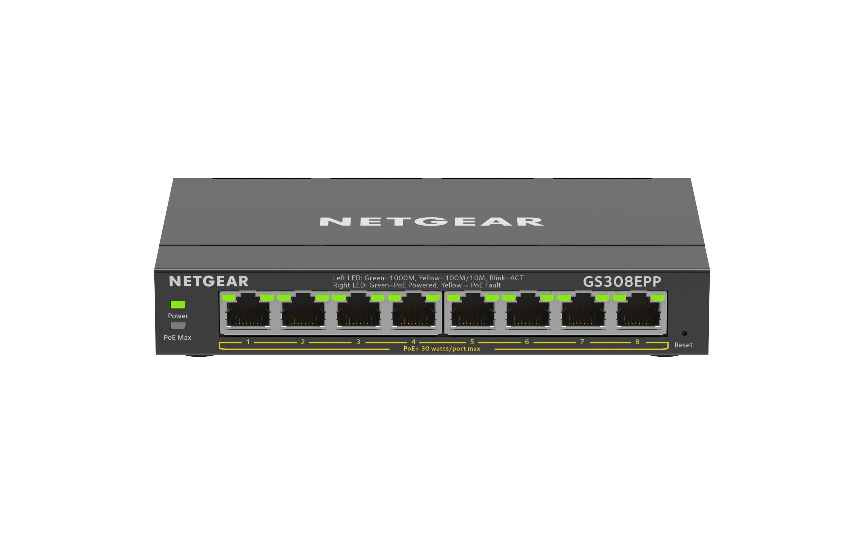 PoE+ Switch GS308EPP-100PES 8 Port<br>8-Port Gigabit Ethernet PoE+ Smart Managed Plus Switch (GS308EPP)