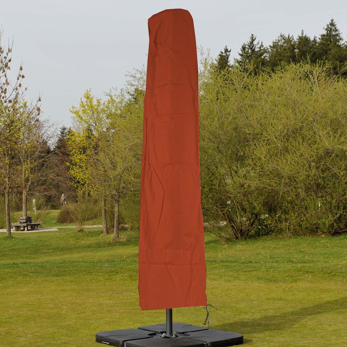 Schutzhülle MCW für Ampelschirm bis 4,3 m (3x3 m), Abdeckhülle Cover mit Reißverschluss ~ terracotta