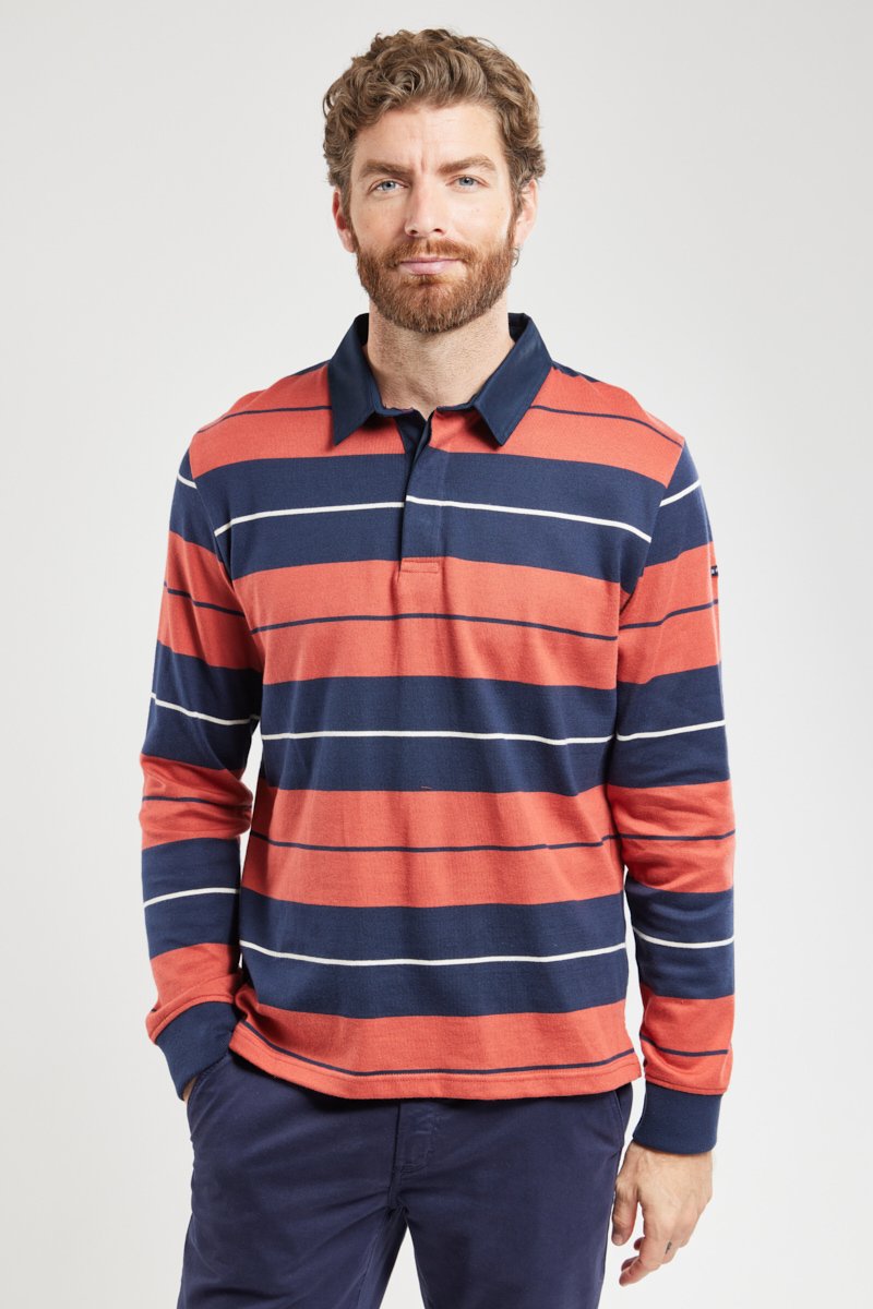 Polo rayé tricolore - coton rustique